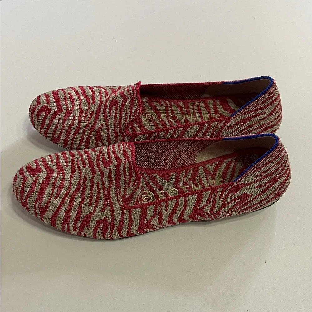 Rothy ’s Red Zebra Print Flats sz women’s 6.5 - Picture 2 of 6